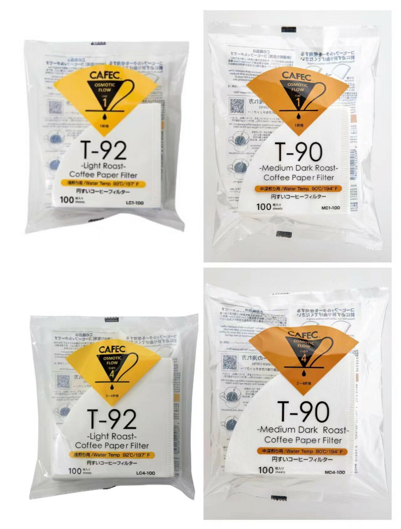 日本製 CAFEC 三洋 淺焙 中深焙 Hario V60 對應 1-4人份 100入 手沖 咖啡 錐形濾紙 濾紙