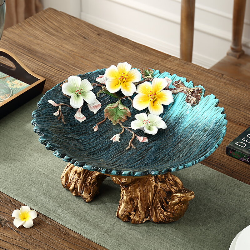 TQJ歐式陶瓷花卉桌面零食果盤客廳創意手繪禮品復古裝飾擺件