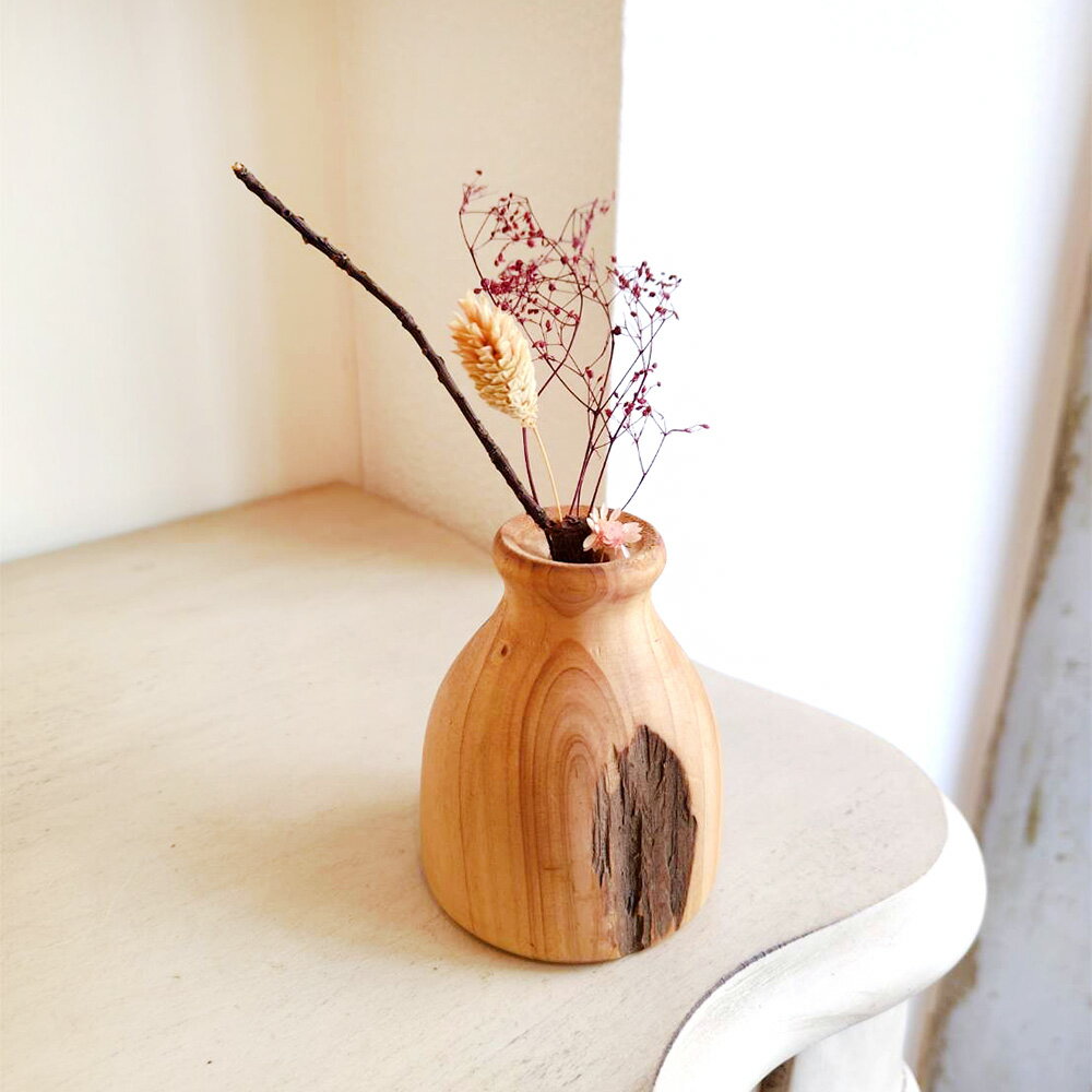 阿奇木器x覓品竹北手作店-小口徑木製花器/花瓶-檜木款