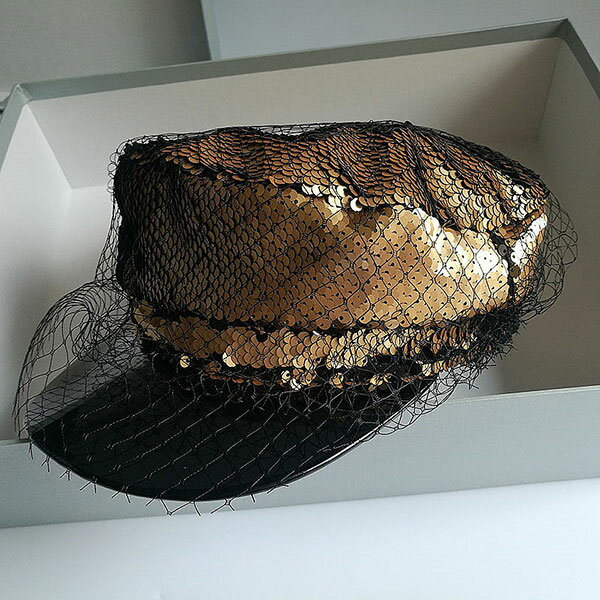 ANNAS 亮片網紗軍帽報童帽海軍帽帽子 浮誇尾牙過年新年聖誕節跨年閃亮金屬金色PU亮皮韓國 6