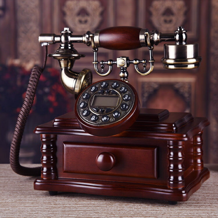 高檔實木電話仿古電話機復古歐式電話機時尚創意古董家用辦公座機 全館免運