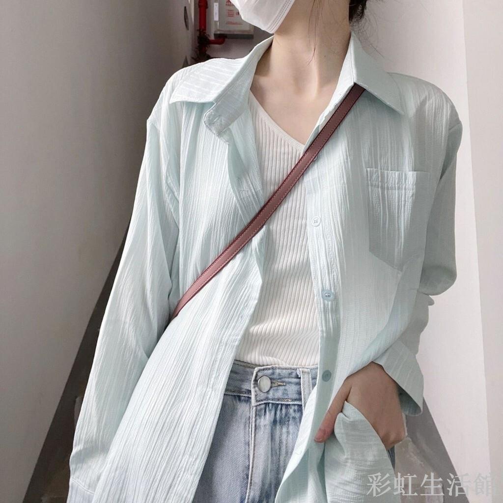 薄款防曬襯衫女春夏季新款襯衣開衫外套小個子法式高階感外搭上衣
