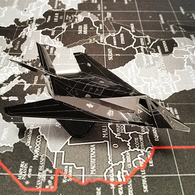 鋼魔像 金屬不銹鋼DIY拼裝模型3D立體拼圖 彩色F-117 夜鷹戰斗機