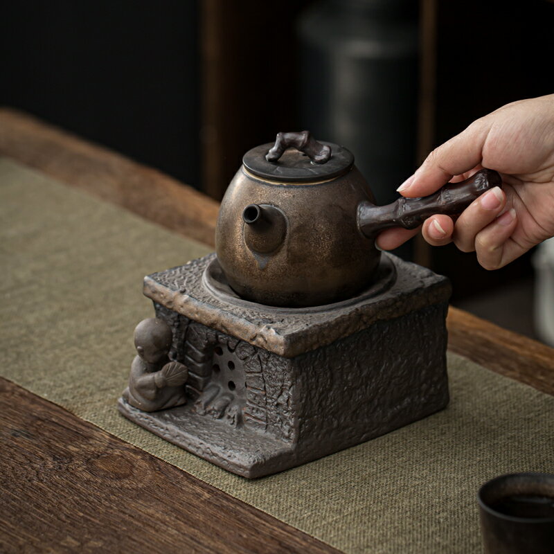 粗陶蠟燭溫茶器煮茶爐手工日式復古泡茶暖茶爐子加熱茶壺保溫底座