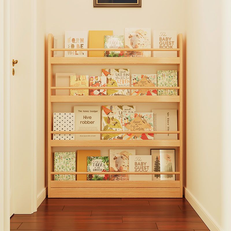 雜誌置物架 走廊書架壁掛過道盡頭超薄置物架兒童實木幼兒園繪本架多層書柜子