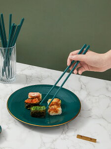 陶瓷筷子套裝防滑家用高檔顏值輕奢風耐高溫級北歐彩色祖母綠