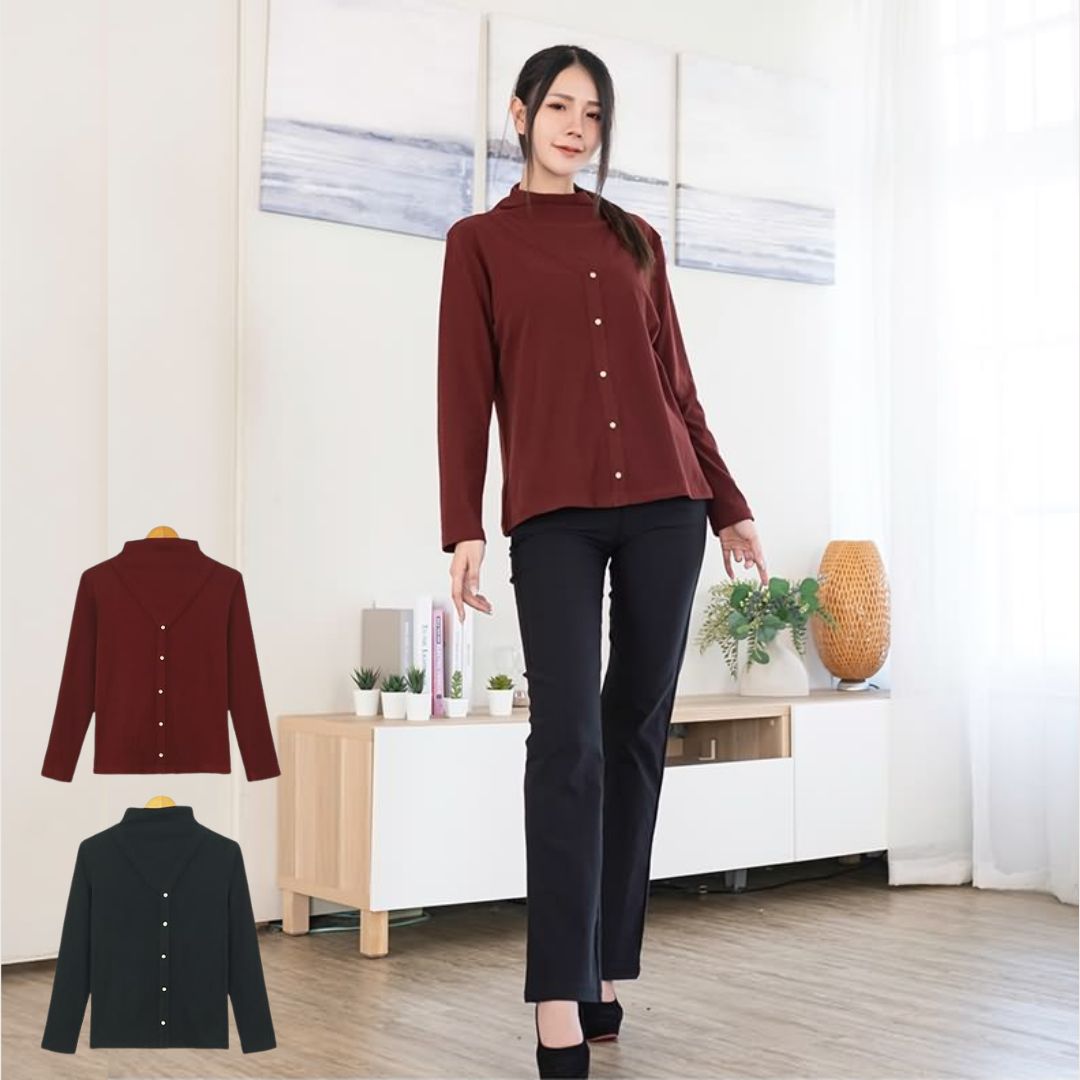 假兩件德絨上衣(黑紅L-3L)