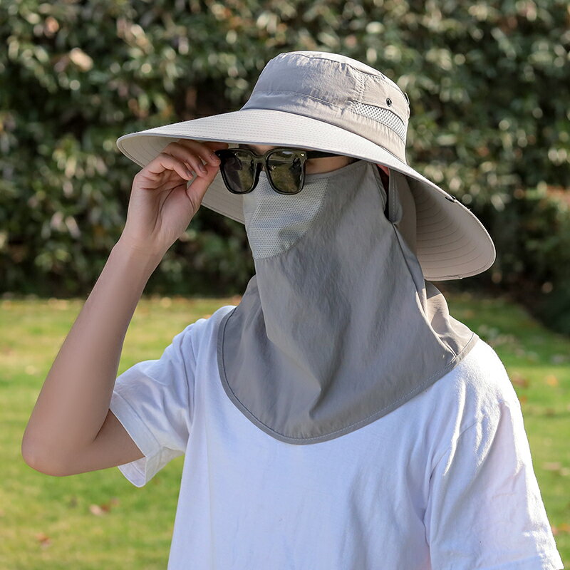 釣魚防曬帽子 男士夏季防曬面罩 遮臉漁夫帽 太陽帽 戶外草帽【不二雜貨】