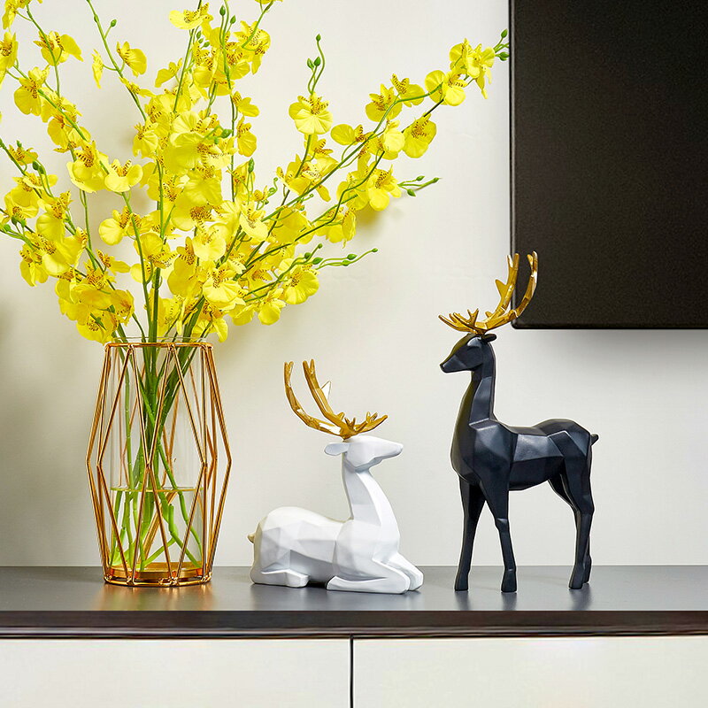 北歐輕奢鹿辦公室擺件創意現代簡約家居玄關客廳電視柜桌面裝飾品