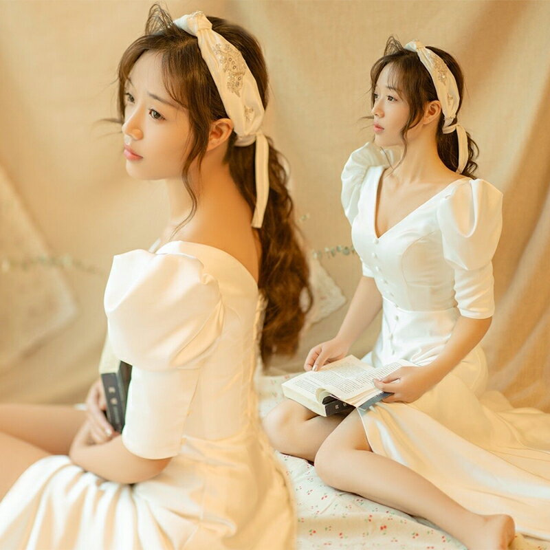 寫真服裝女個人藝術照街拍小清新時尚甜美連衣裙影樓攝影主題服裝