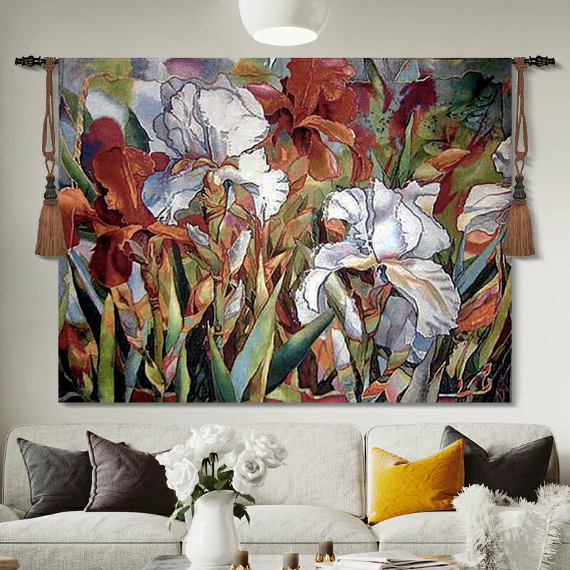 鳳凰藝術掛毯 歐式提花壁毯北歐ins現代風抽象掛布客廳 花卉系列