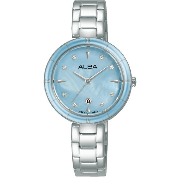 ALBA 雅柏錶 時尚女錶 VJ22-X384B(AH7AX1X1)-30mm-藍貝鋼帶【刷卡回饋 分期0利率】【APP下單4%點數回饋】