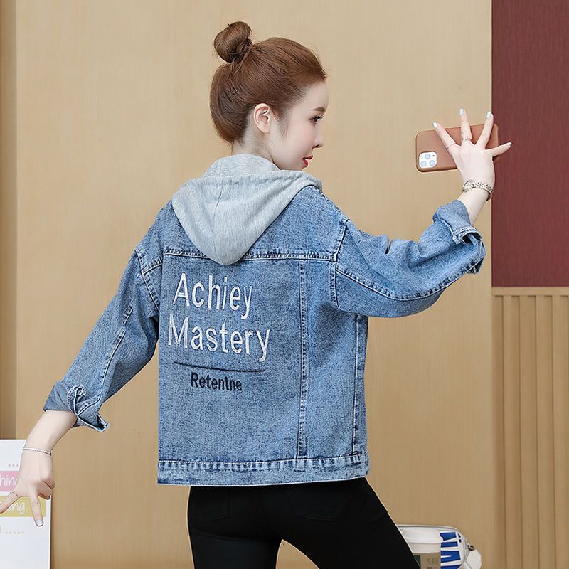 2021春裝新款韓版時尚休閑寬松BF鹽系炸街刺繡牛仔短外套女顯瘦潮