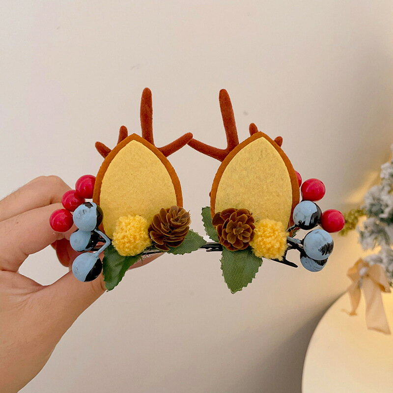 【台灣現貨】時尚配件 髮飾 髮夾 鯊魚夾 大嘴夾 邊夾  歐美聖誕節對夾裝飾品節日兒童前額頭飾碎髮劉海髮卡聖誕髮夾女 5