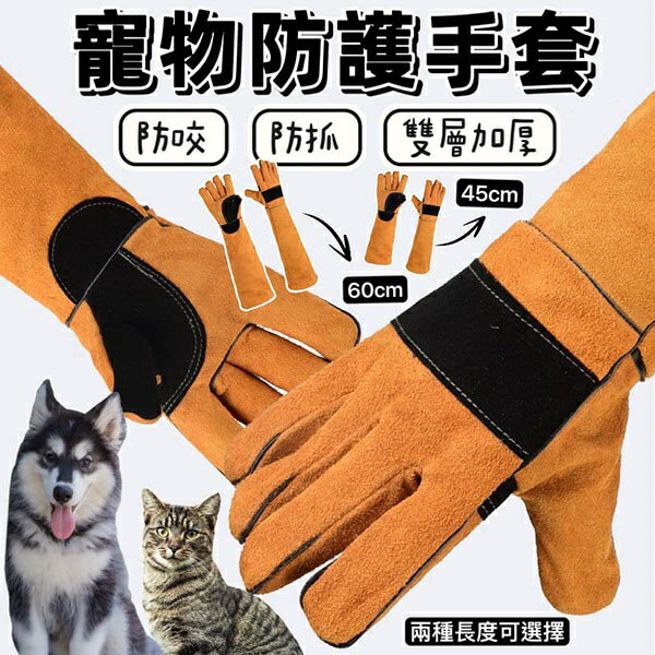 『臺灣x現貨秒出』雙層加厚寵物防咬手套 防貓抓手套 寵物防護手套 防狗咬手套 防護手套