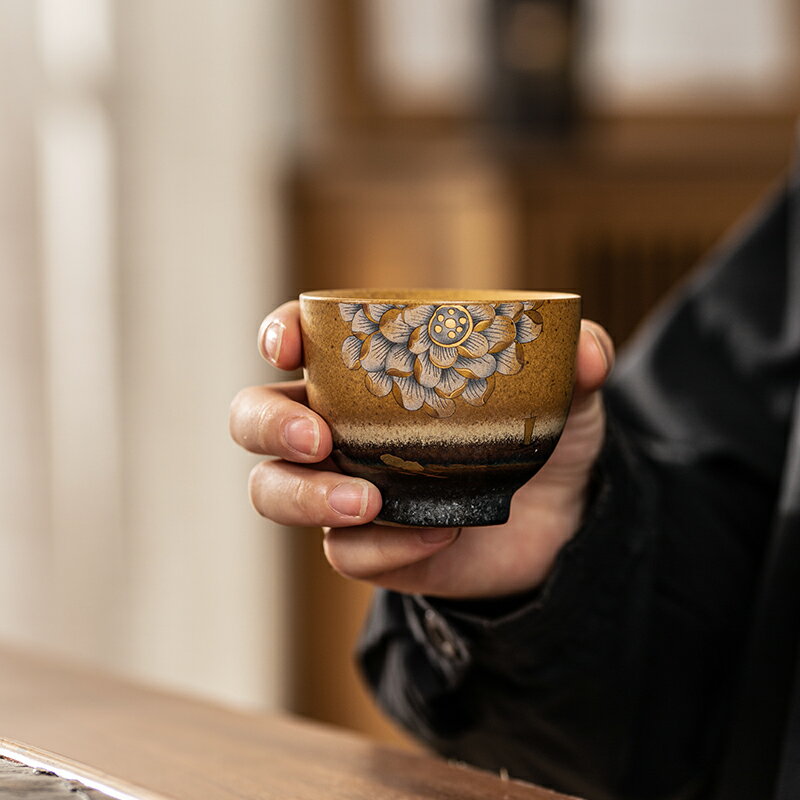 陶福氣 創意主人杯單杯茶盞陶瓷功夫茶具復古品茗杯茶杯個人專用