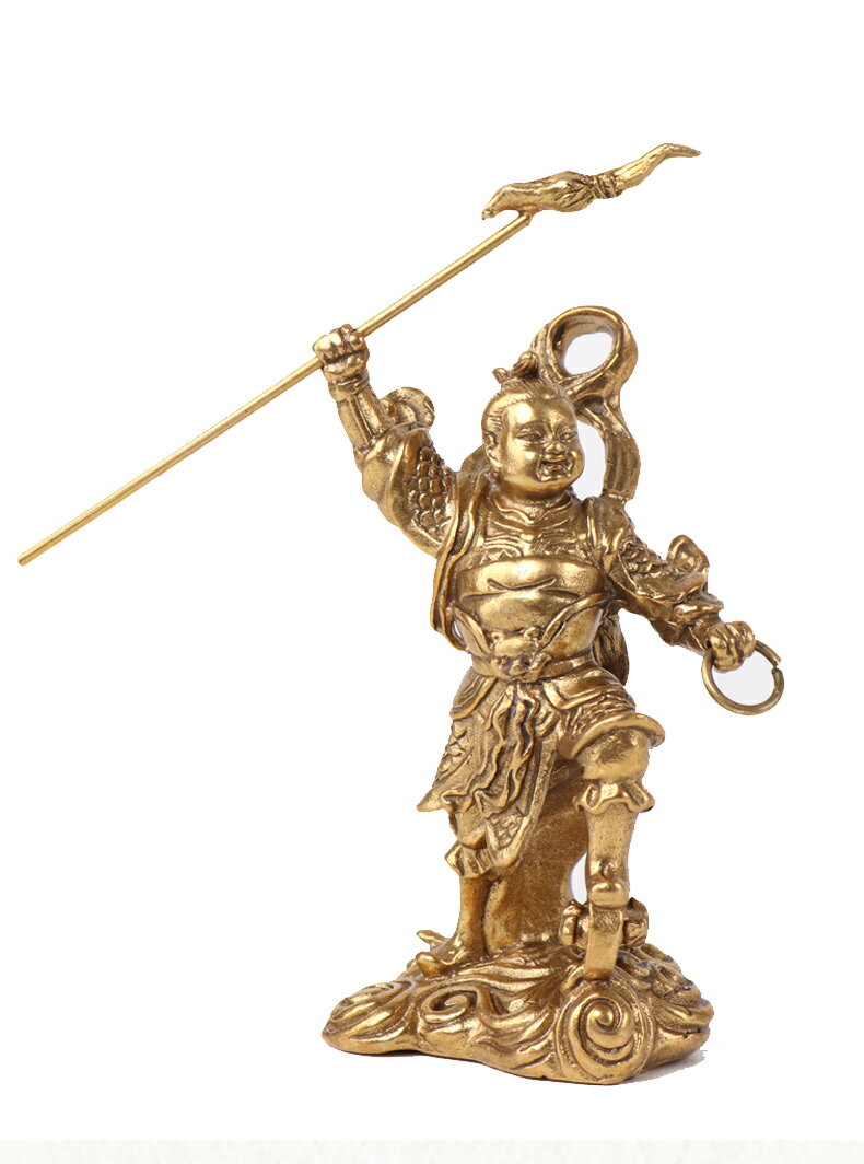 純黃銅哪吒擺件哪吒三太子銅像風水家居供奉神像工藝品裝飾品禮品