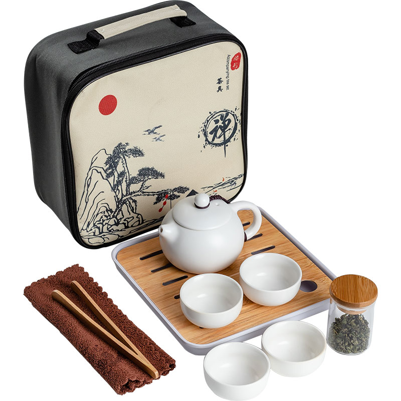 陶瓷旅行茶具套裝便攜式帶包簡約家用功夫茶杯小套茶壺戶外旅游