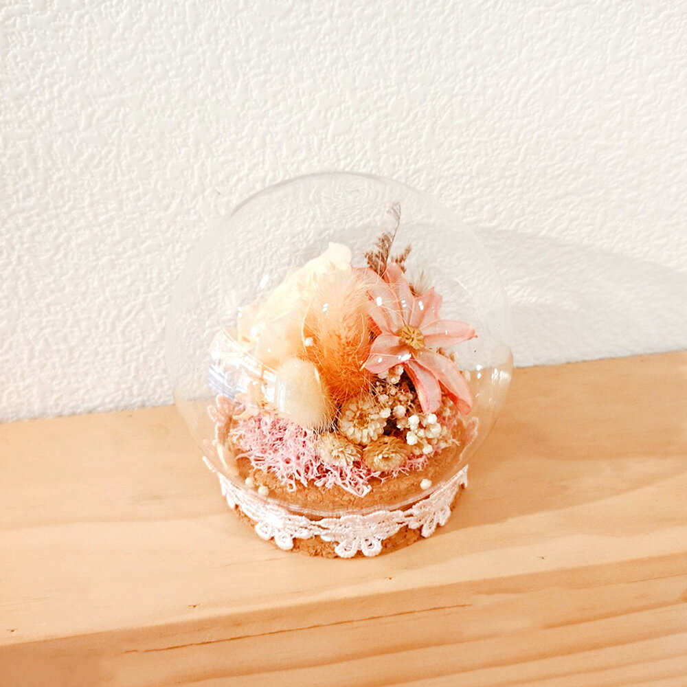 萩蒔花花藝x覓品竹北手作店-乾燥花x永生花創作圓形玻璃花盅-溫柔粉玫瑰 2
