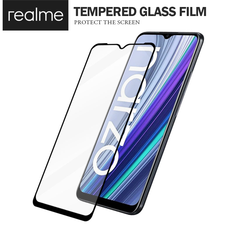 【超取免運】美特柏 OPPO Realme narzo 30A 彩色滿版全屏鋼化玻璃膜 全覆蓋鋼化膜 螢幕保護貼 防刮防爆