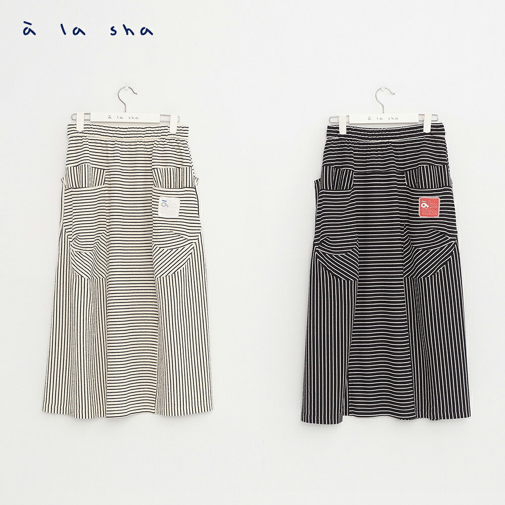 a la sha 條紋拼接造型裙 3