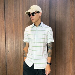 美國百分百【全新真品】MURANO 短袖襯衫 合身版型 男款 休閒 上衣 細橫紋 白底綠 E189
