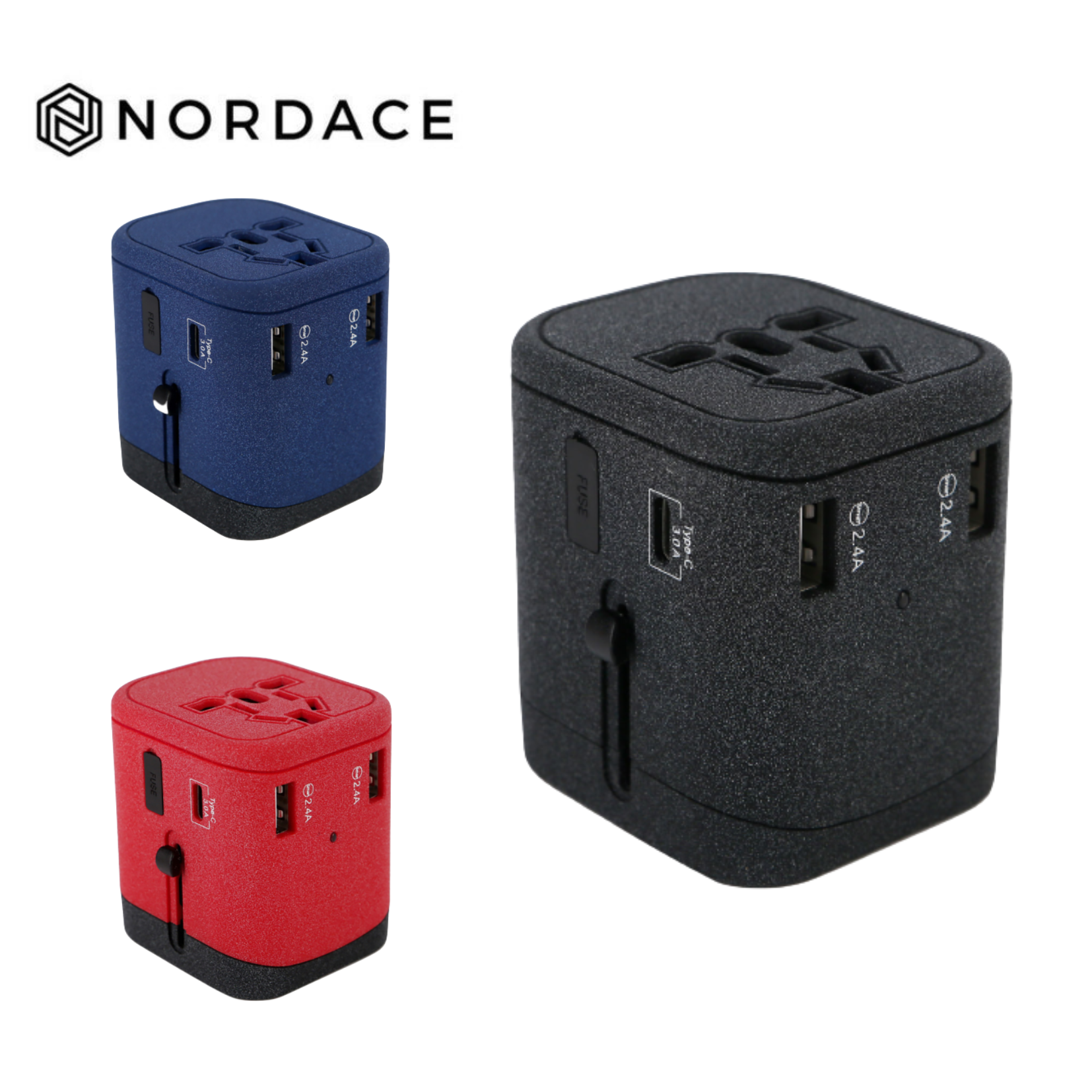 Nordace 旅行萬用轉接插頭 出國旅遊 USB接頭 type-C-3色可選-黑色