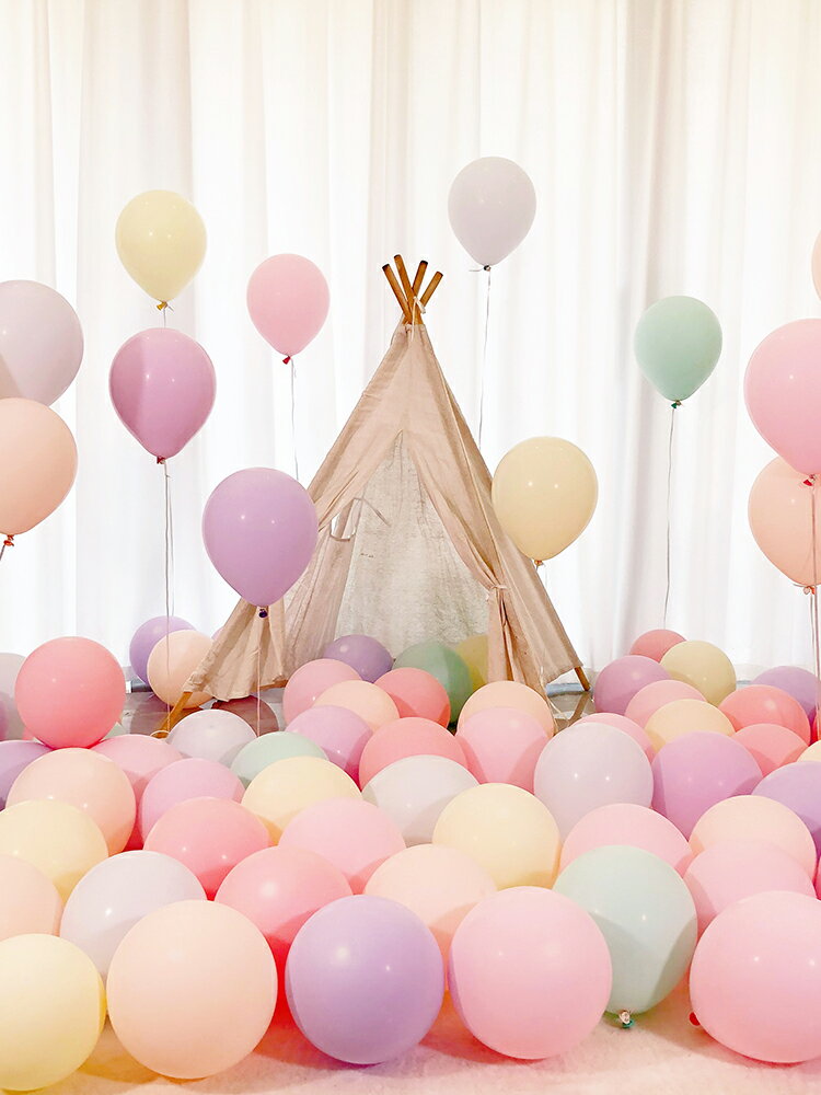 馬卡龍氣球批發派對裝飾場景布置六一兒童節無毒卡通加厚防爆彩色