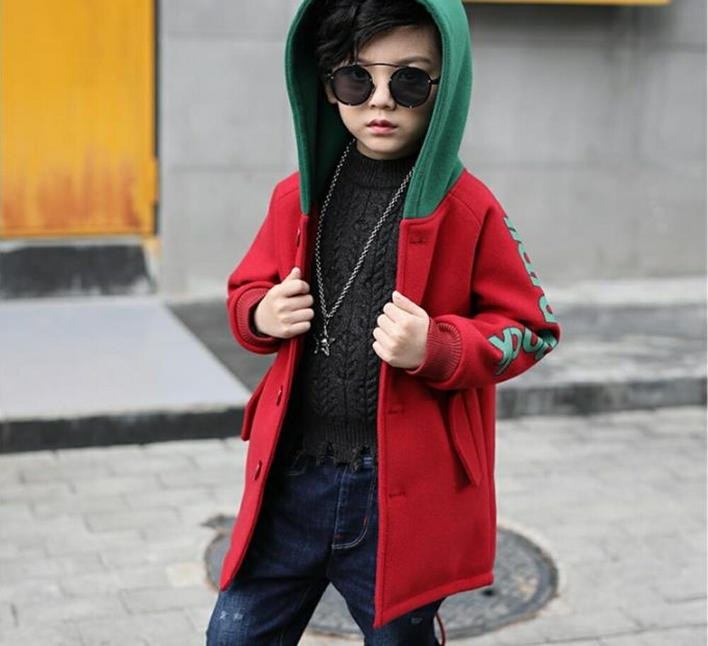 男童外套 男童裝外套裝兒童韓版中長款加厚大衣男孩潮 瑪麗蘇