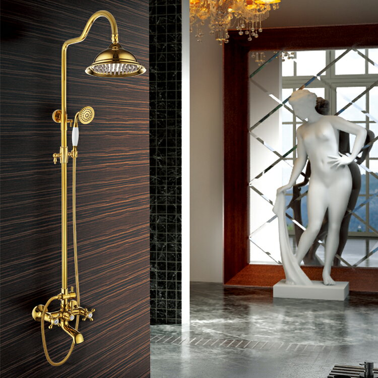 蝶陶新款衛浴歐式經典全銅浴室個性創意問號形狀衛生間淋浴雙花灑