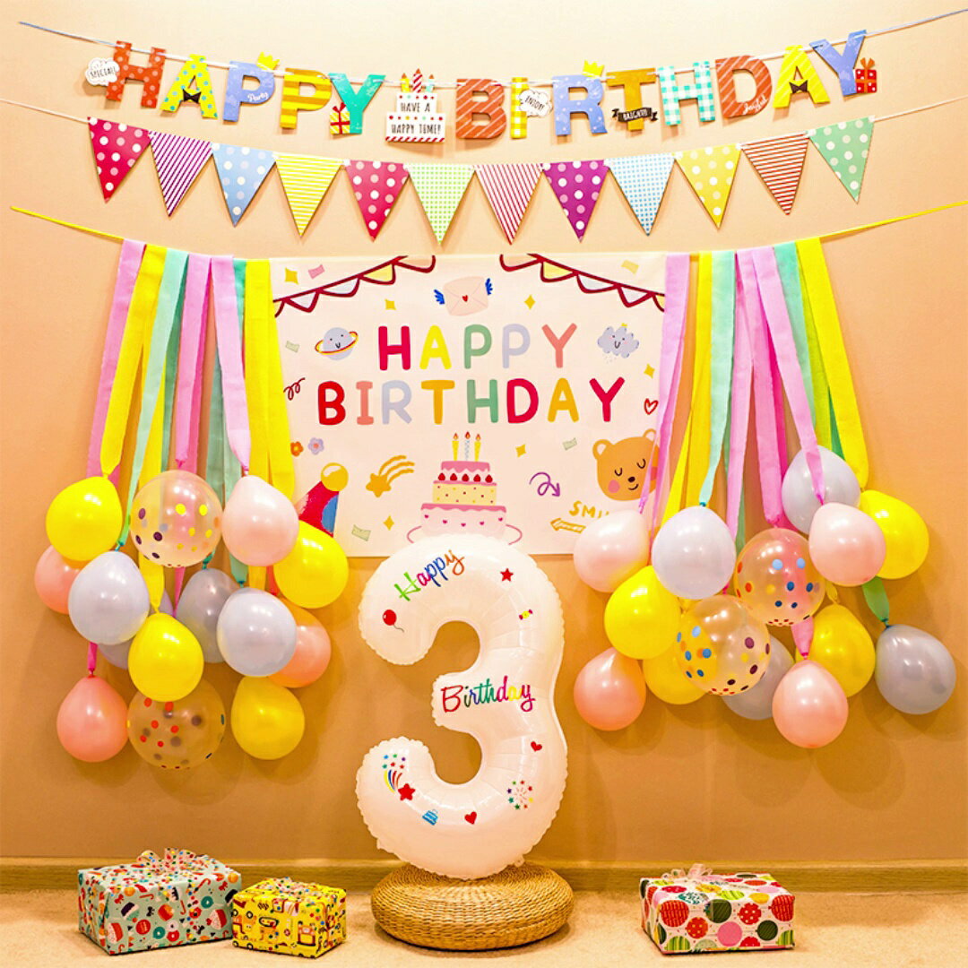 氣球派對 生日氣球 生日氣球 女孩女寶兒童ins生日裝飾場景佈置氣球背景牆派對場景佈置用品『cyd22416』