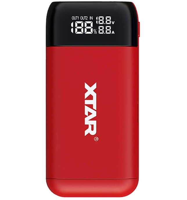 XTAR【日本代購】 PC2 最大2AX2 快速USB充電器Li-ion充電電池專用-紅
