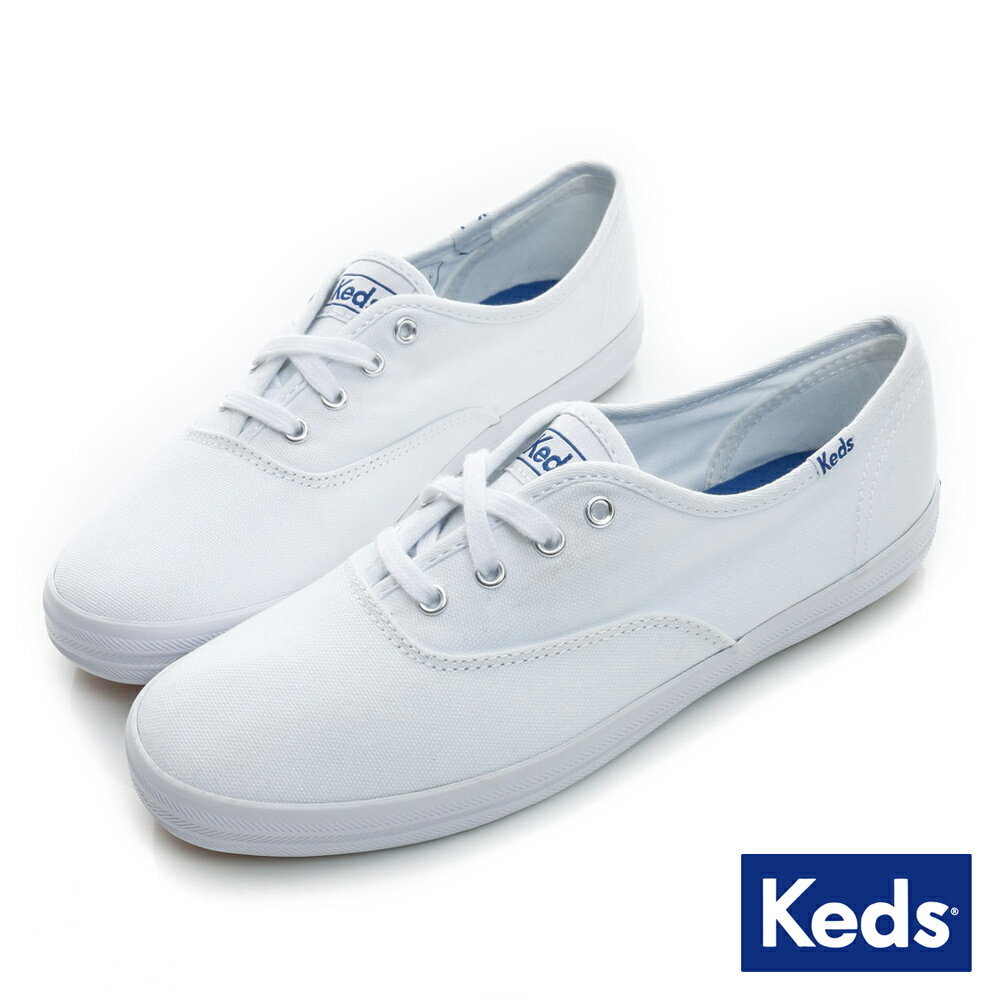 【KEDS 促銷85折】KEDS W110002 經典長青帆布鞋 白鞋綁帶平底鞋