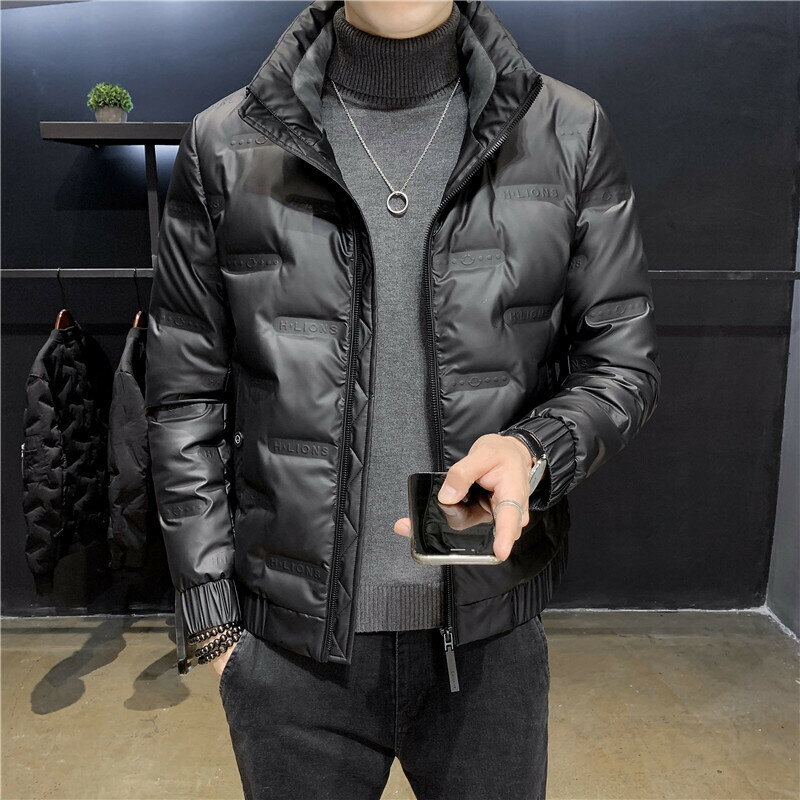 【秋冬上新】M-5XL大碼羽絨棉外套 保暖外套 男裝 年新冬季羽絨棉服男士韓版潮流胖子加肥加大碼輕薄短款亮麵棉衣