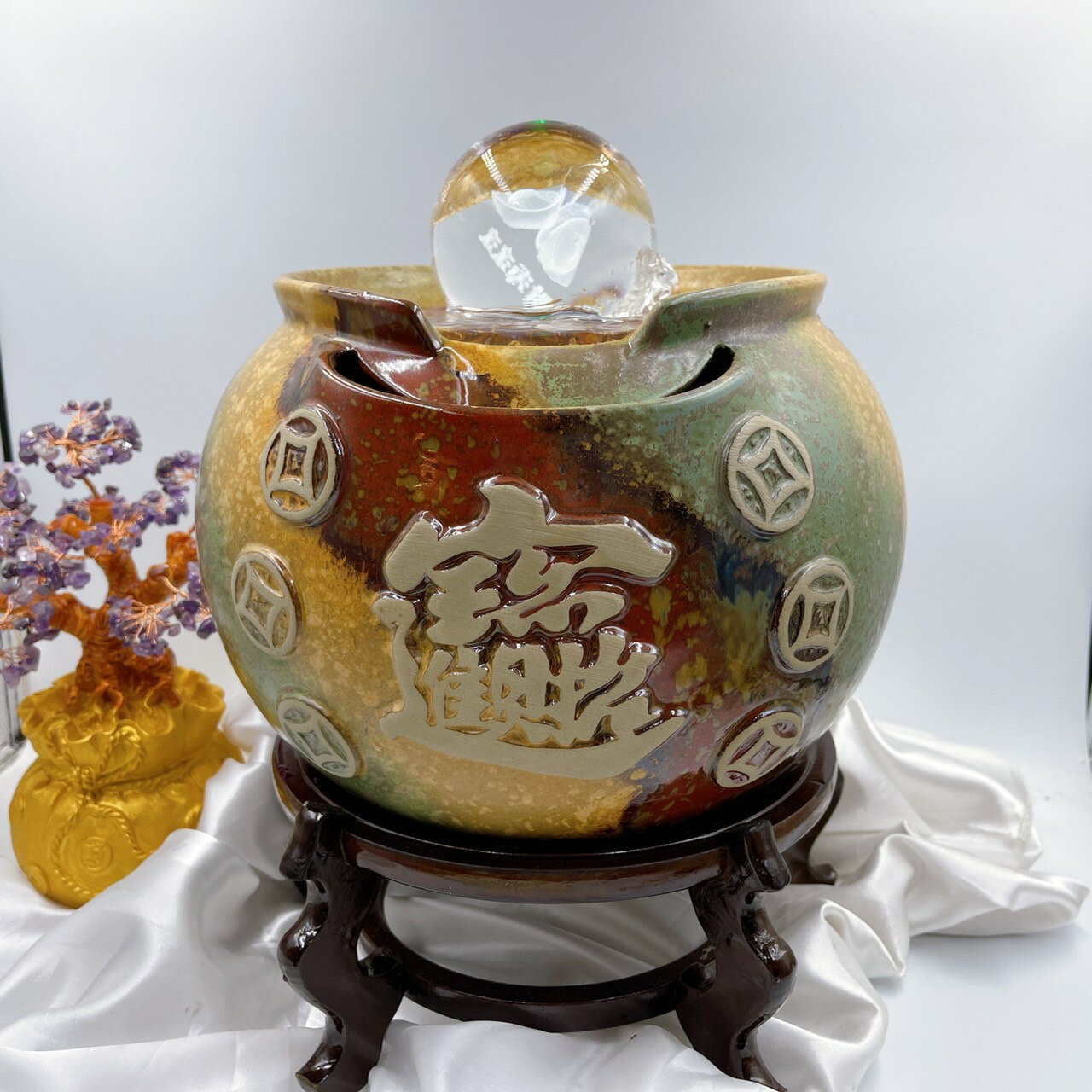 Sweet Heart 田芯開運精選 💯台灣現貨 MIT鶯歌 陶瓷 五行 招財進寶 時來運轉 流水 盆 (大水琴) 1