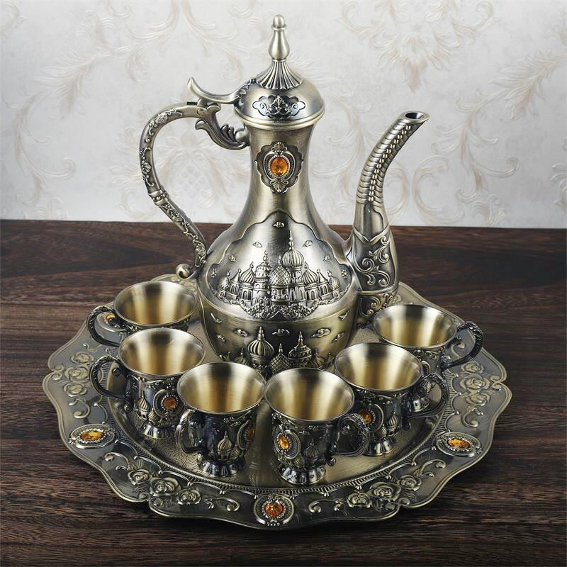 酒具套裝白酒高檔仿古中式家用創意古風宮廷古典銀酒杯銅器酒壺