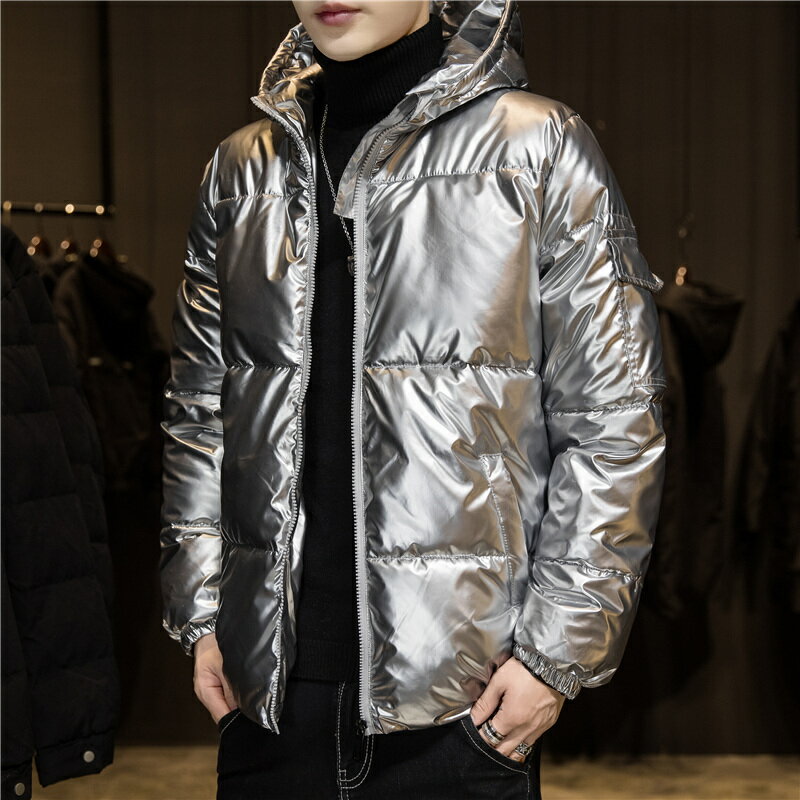 棉服男士亮皮面棉衣2021年秋冬季新款青少年百搭胖子大碼麵包服潮