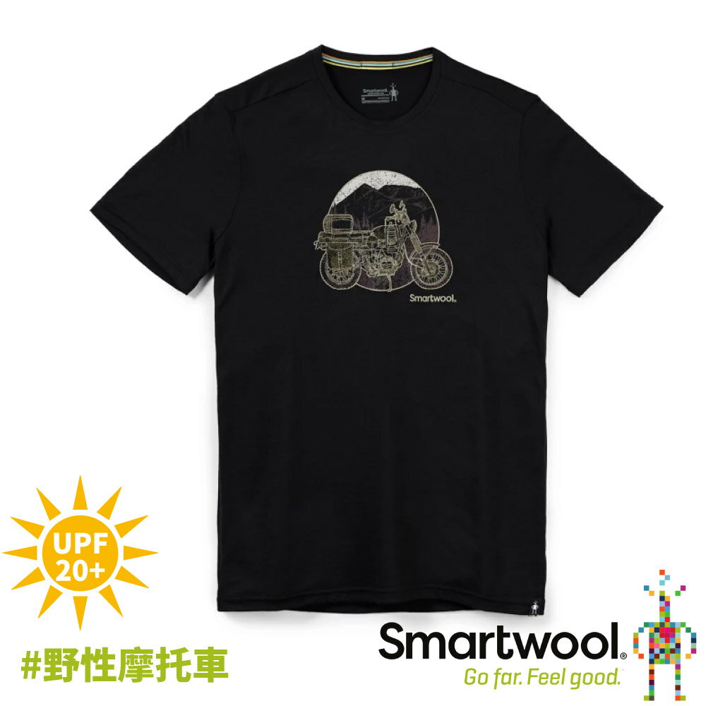 【SmartWool 美國 男 Merino Sport 150 塗鴉短袖T恤《野性摩托車/黑》】SW016568/短T/排汗衣