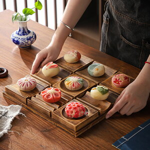 日式木質小吃零食點心托盤甜品盤九宮格餐具月餅糕點擺盤餐廳商用 全館免運