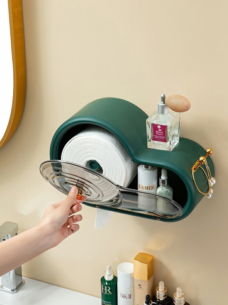 衛生間紙巾盒廁所抽紙卷紙置物架蝸牛洗臉巾紙盒壁掛式免打孔掛架