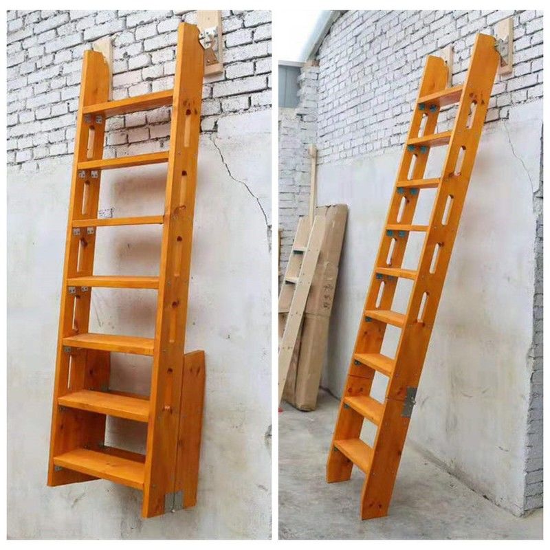 免運 伸縮折疊實木梯子閣樓陽臺登高loft家用室內隱形復式時尚簡易樓梯