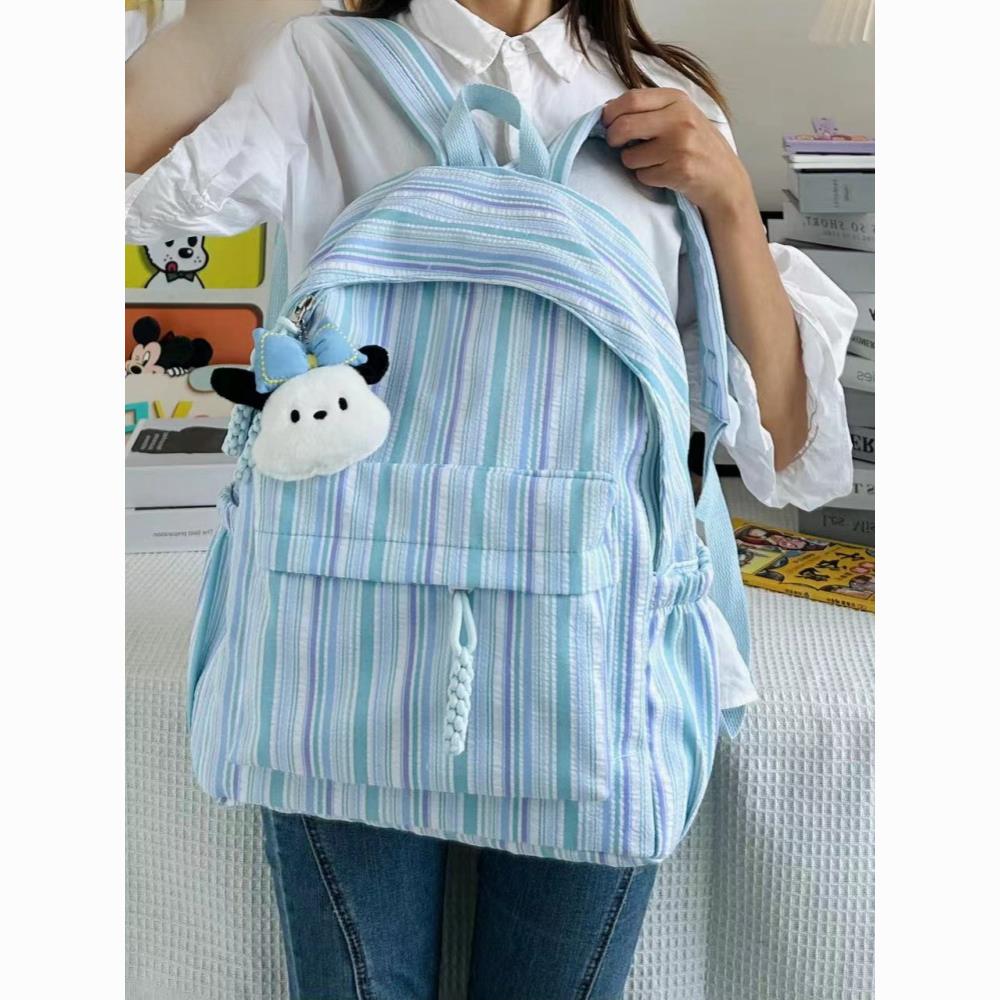 【臺灣公司 可開發票】日系ins高顏值少女初高中雙肩包 簡約大學生純色百搭揹包學院書包