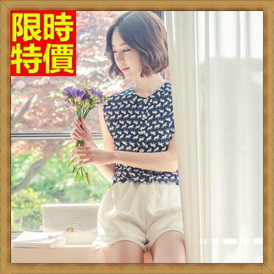 連身褲連身短褲-時尚清新復古無袖女短褲69k22【獨家進口】【米蘭精品】