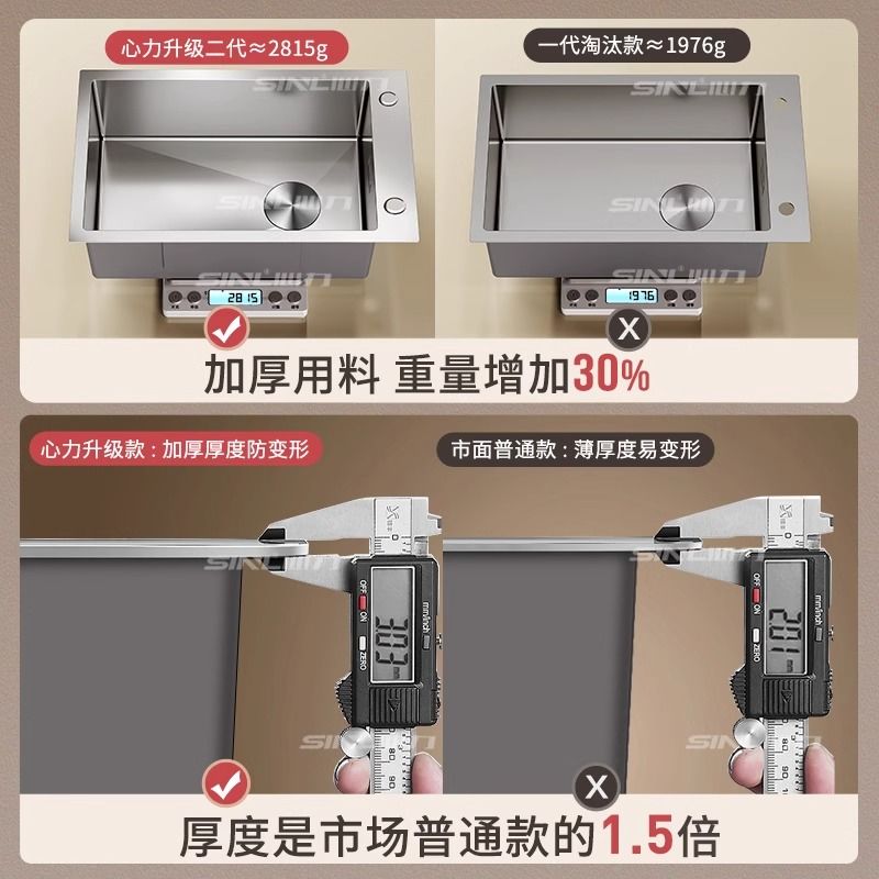 免運 不鏽鋼水槽 廚房洗菜盆 單槽水槽 洗碗池 家用洗碗槽 洗菜池 雙槽水槽 心力廚房雙槽改單水槽304不銹鋼洗菜盆窄長型大洗碗水池加厚家用特惠/開立發票 工廠現貨 特價j 125