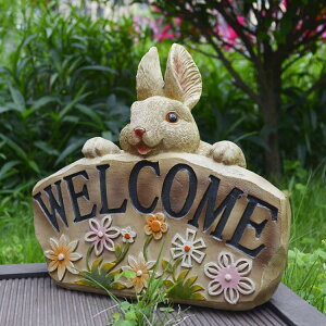 卡通兔子歡迎牌花園戶外welcome創意迎賓擺件幼兒園庭院可愛裝飾 樂購生活百貨