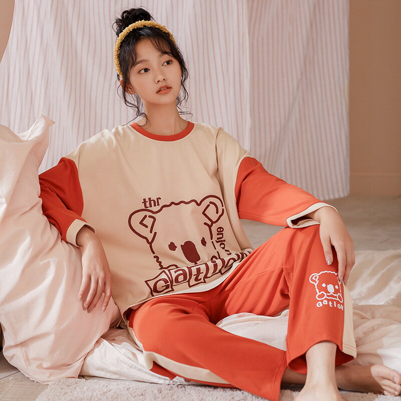 睡衣女秋冬季長袖長褲棉質可愛ins風少女家居服網紅直播爆款套裝