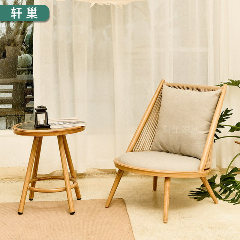 小桌椅網紅輕奢小戶型茶桌簡約風藤椅組合三件套陽台休閒桌椅