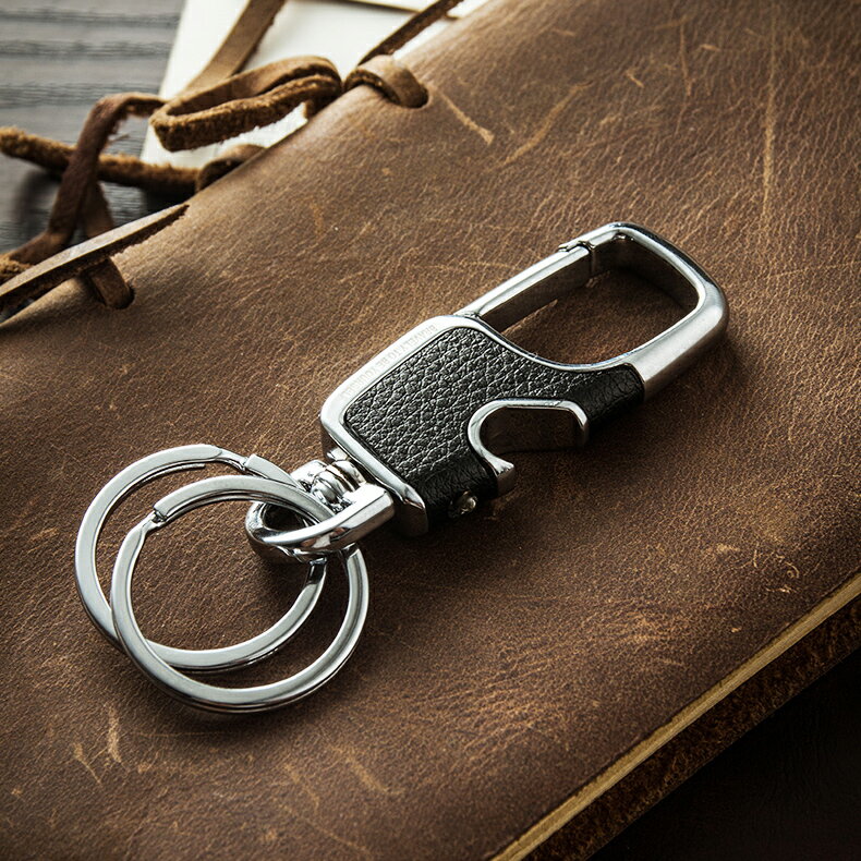 簡約男士腰掛鑰匙扣創意汽車真皮鑰匙鏈掛件鑰匙圈環鎖匙扣定制