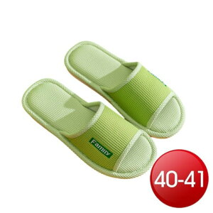 簡約雙色亞麻棉拖鞋-淺綠色(40-41) [大買家]