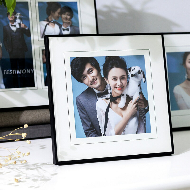 簡約輕奢創意歐式客廳裝飾水晶玻璃高階黑色結婚照片相框擺臺批發【尚宜家居】